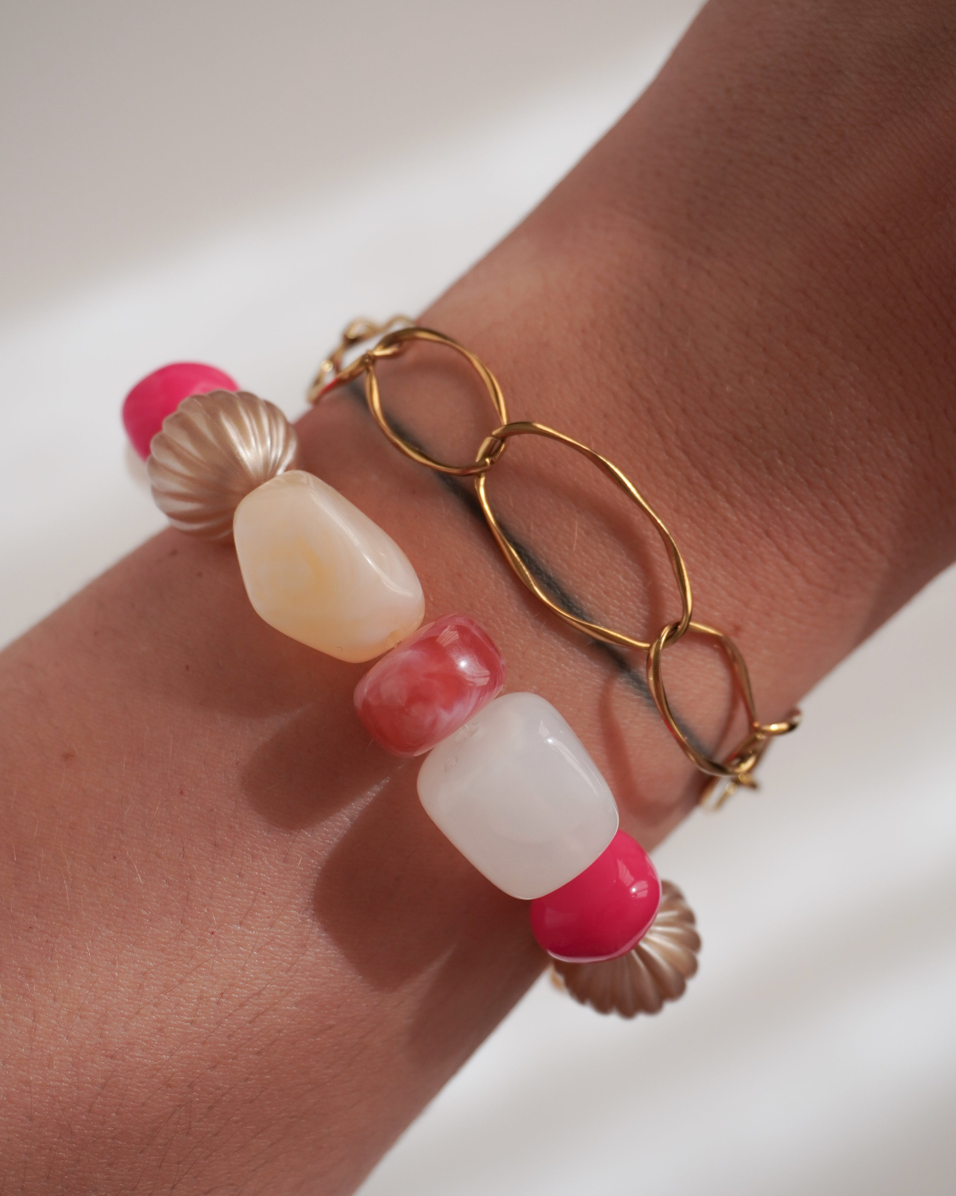 Bracelet GINO - blanc/beige/rose