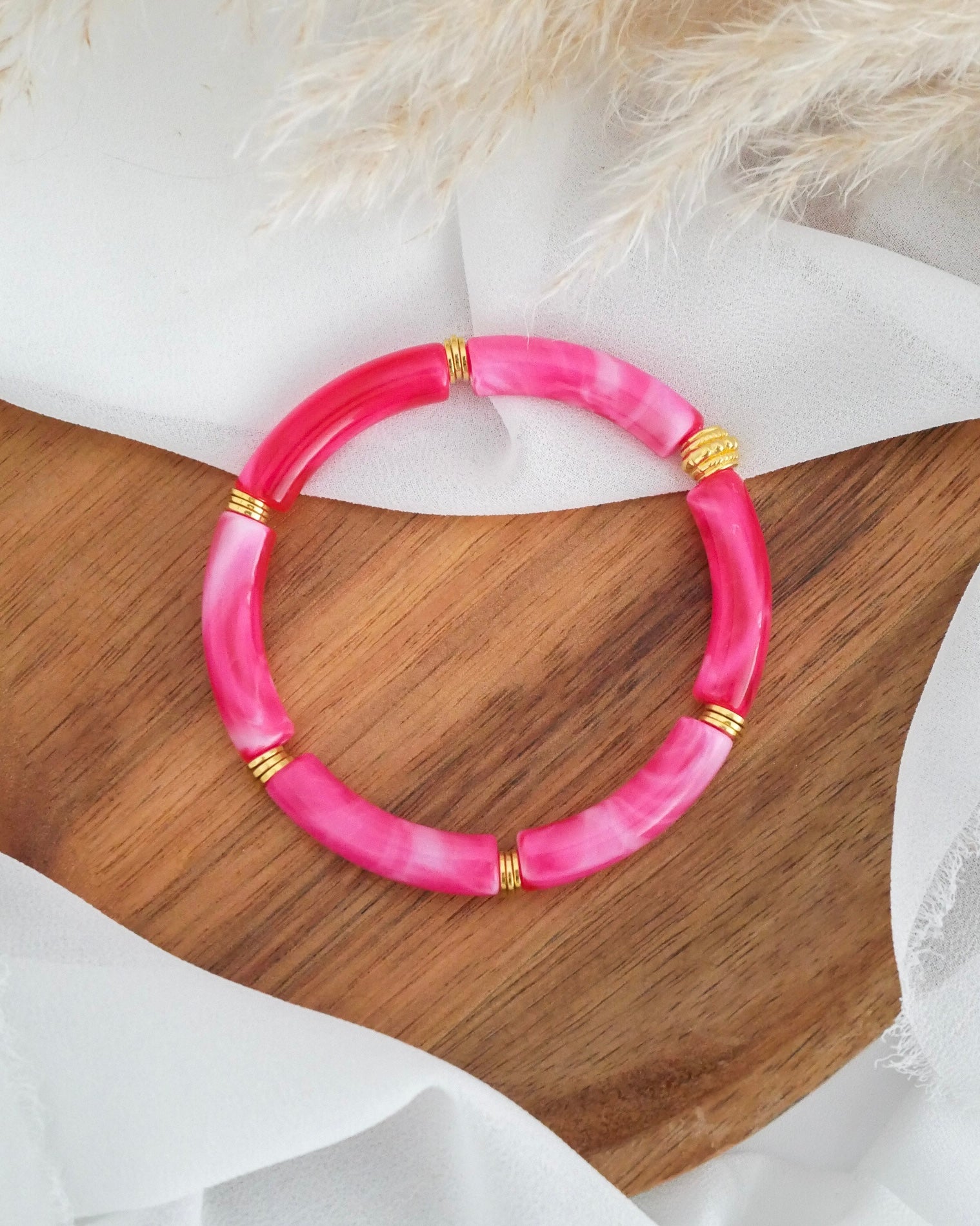 Bracelet PABLITO #4 - rose fuchsia marbré