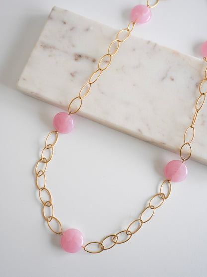 Collier sautoir MARLIE - rose clair