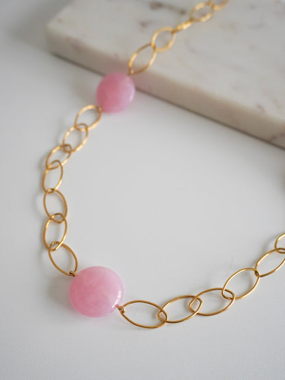 Collier sautoir MARLIE - rose clair