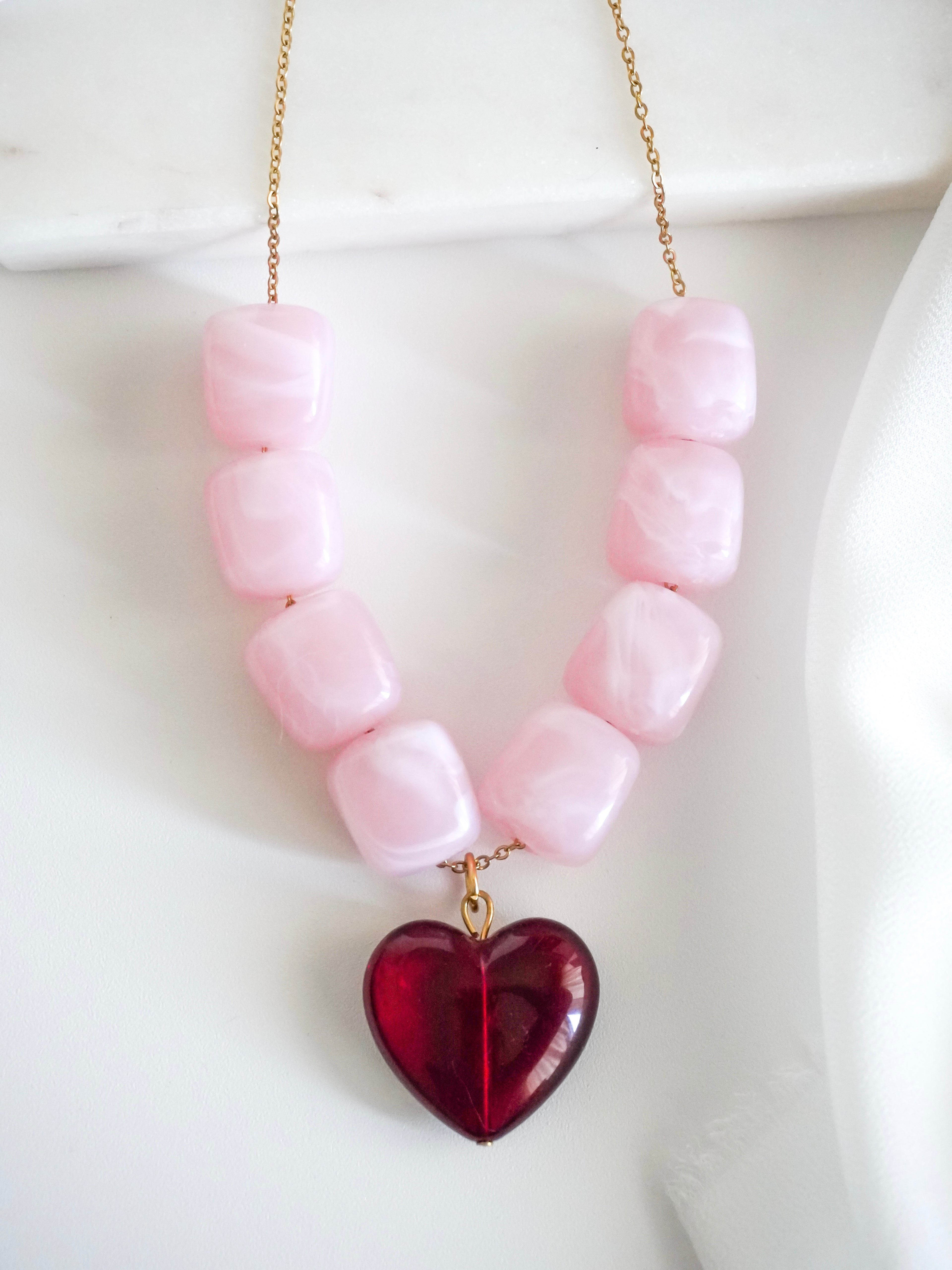 Collier ODETTA - rose/rouge