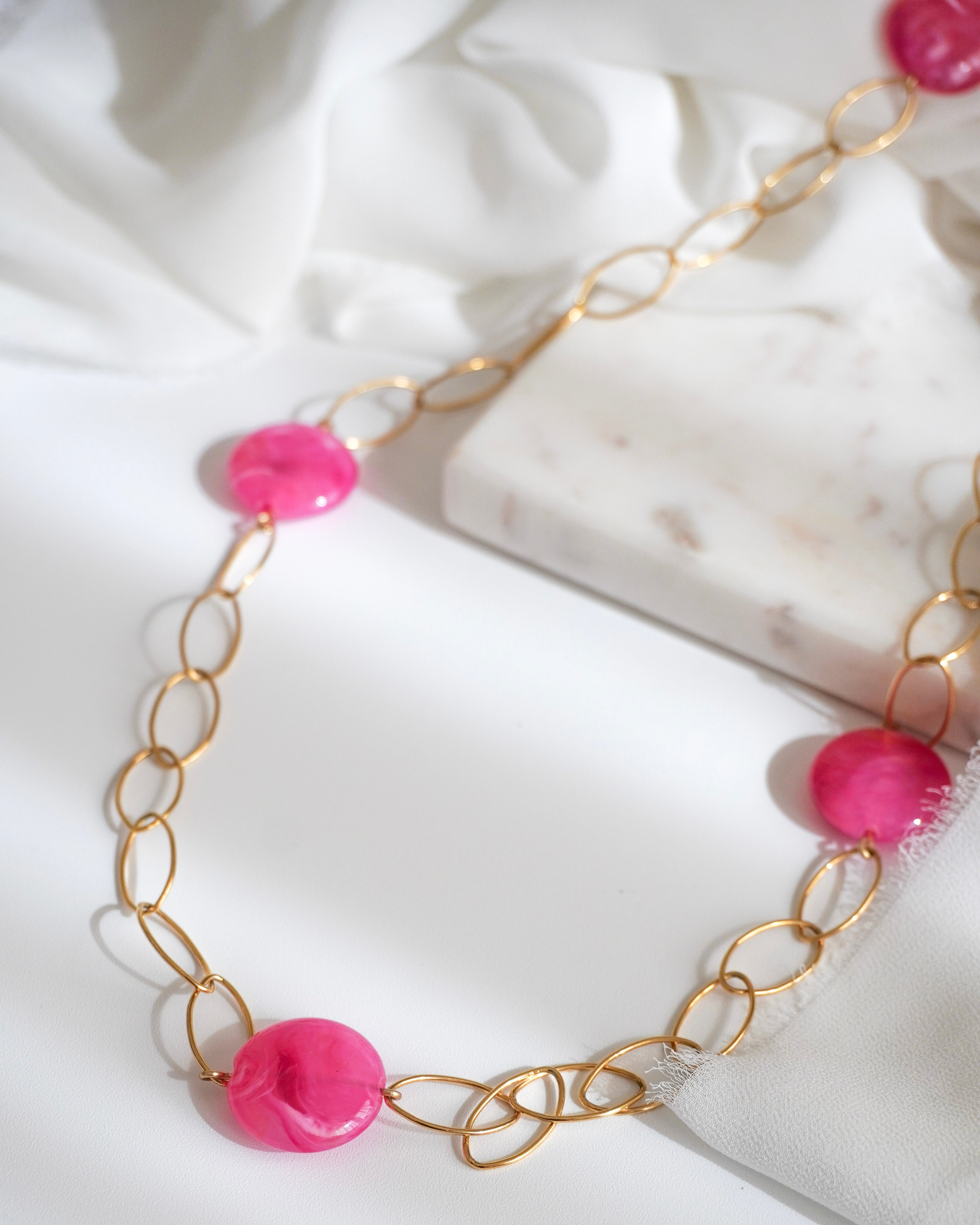 Collier sautoir MARLIE - rose fuchsia