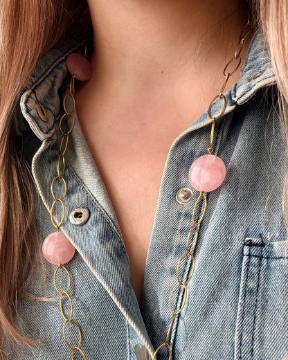 Collier sautoir MARLIE - rose clair