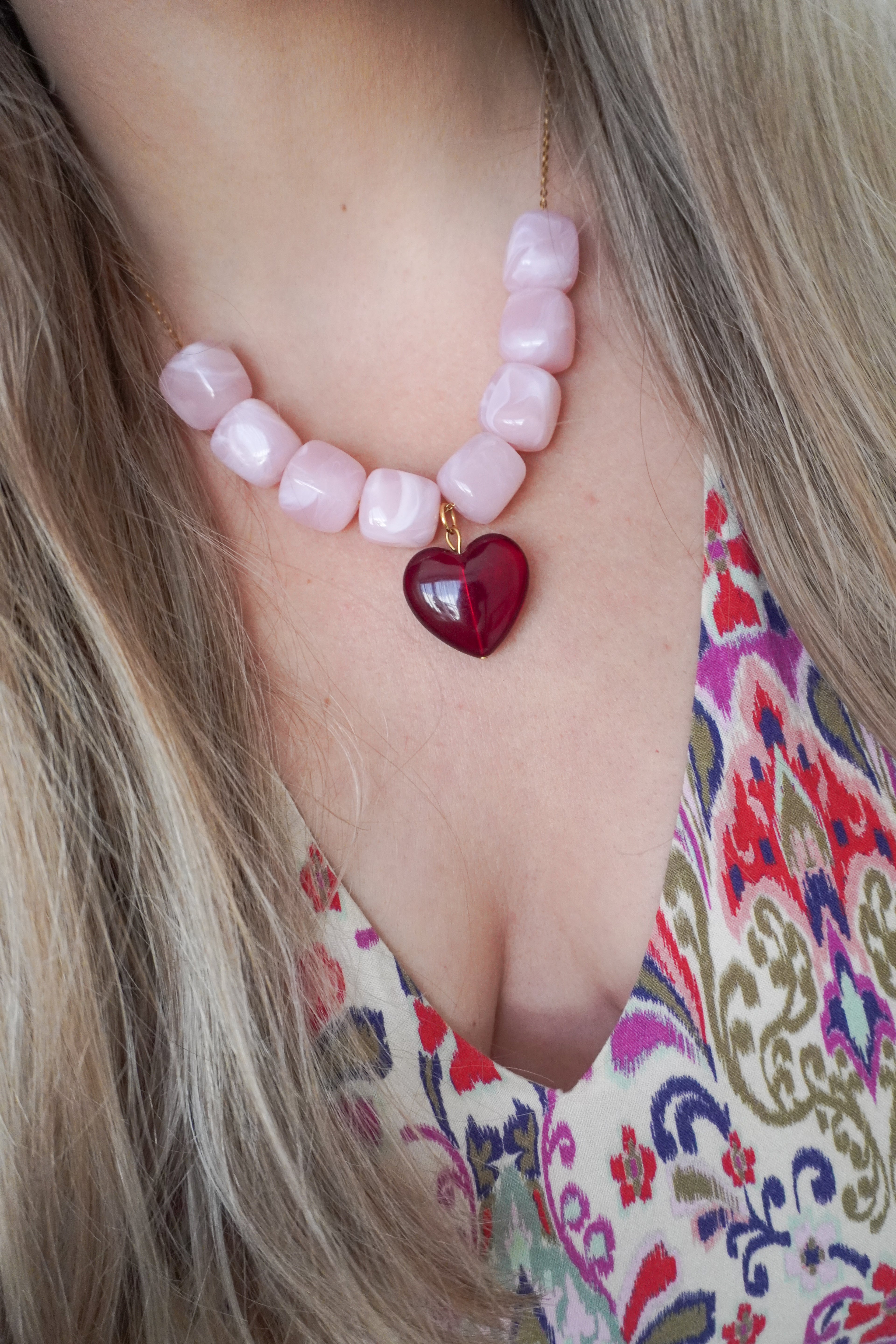 Collier ODETTA - rose/rouge