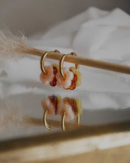 Pack créoles CAMÉLIA - ambre, pêche et jaune