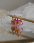 Pack créoles CAMÉLIA - blanc, vieux rose, magenta