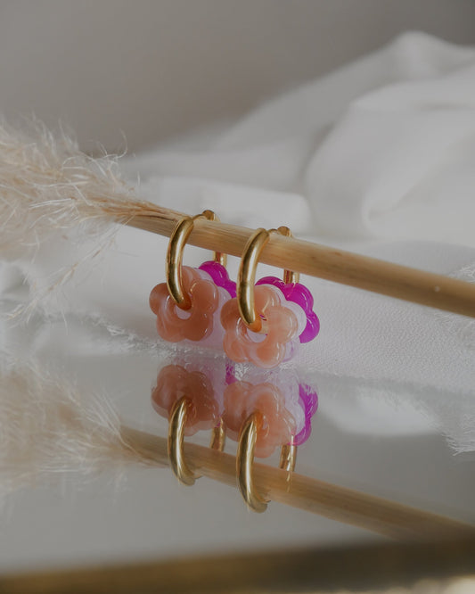 Pack créoles CAMÉLIA - blanc, vieux rose, magenta
