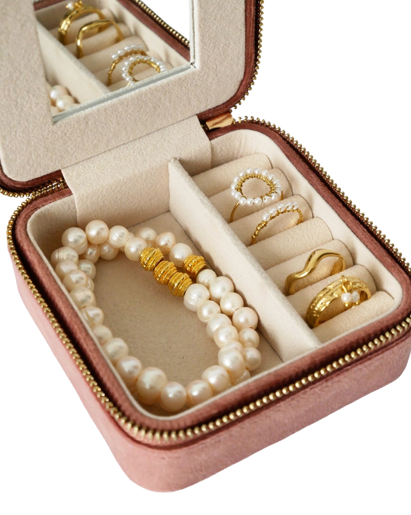 Boîte à bijoux SIERRA - velours rose